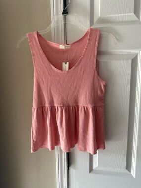 T.La Soft Pink Peplum Ribbed Tank Top